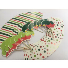 (Elf Wrappers and Picks ) Christmas Themed Cupcake Wrappers and Picks