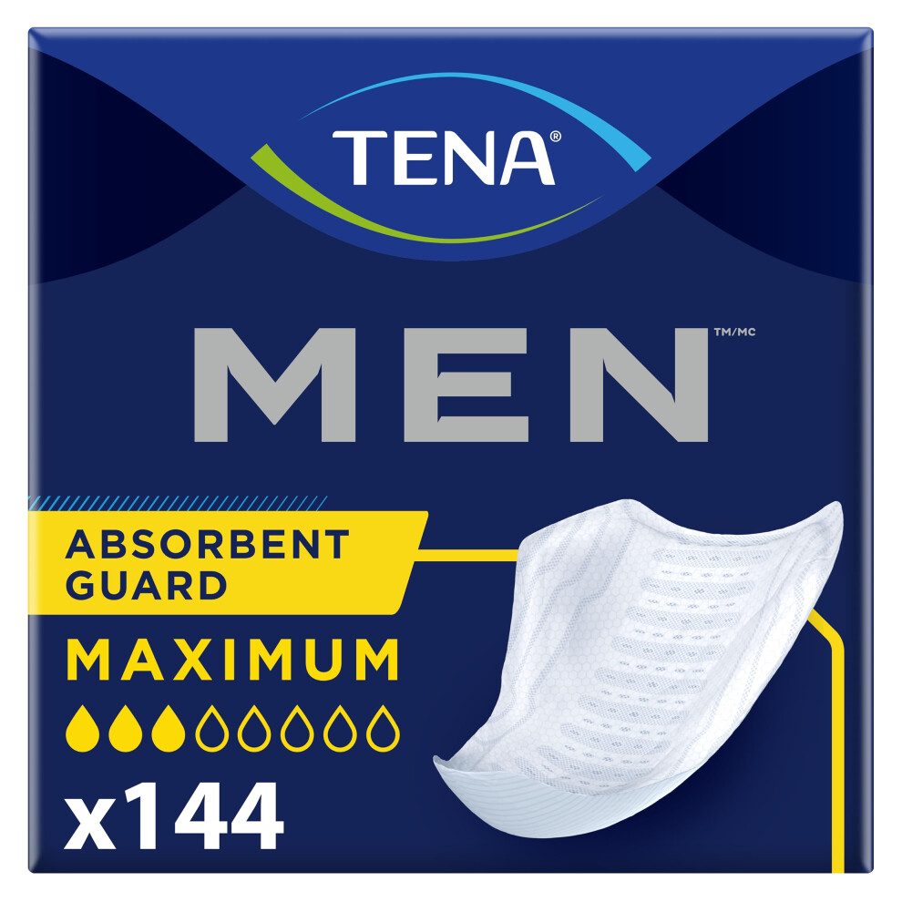 TENA Incontinence Guards for Men  Moderate Absorbency  48 Count Pack of 3  Total 144 Count