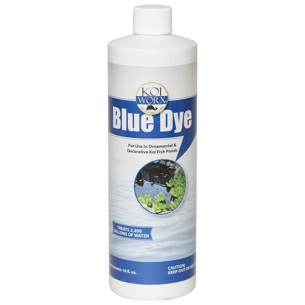 KoiWorx Blue Dye  Ornamental and Decorative Pond Dye  Water Features and Fountains  Safe for Koi  16oz