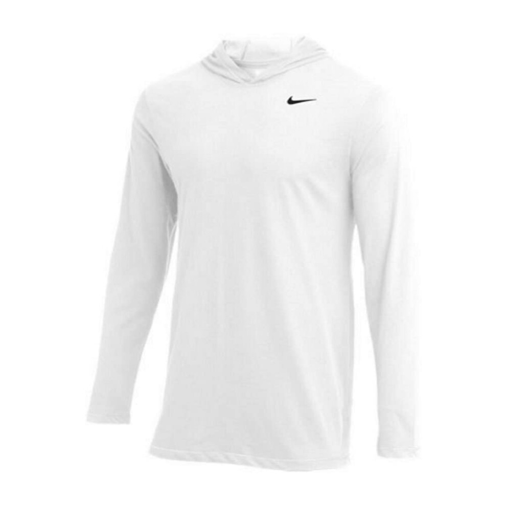 Nike Mens Dry Long Sleeve Hoodie Tee White  Medium