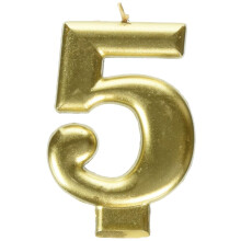 Amscan Bougie d'anniversaire Métallique #5 | Or | Accessoire de Fête | 1 pièce
