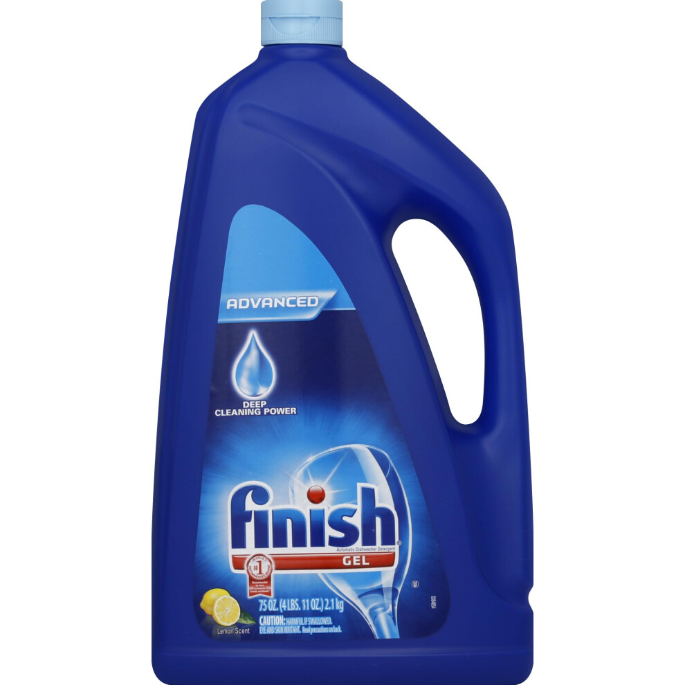 Finish Dishwasher Detergent Gel Liquid  Lemon Scent  75oz