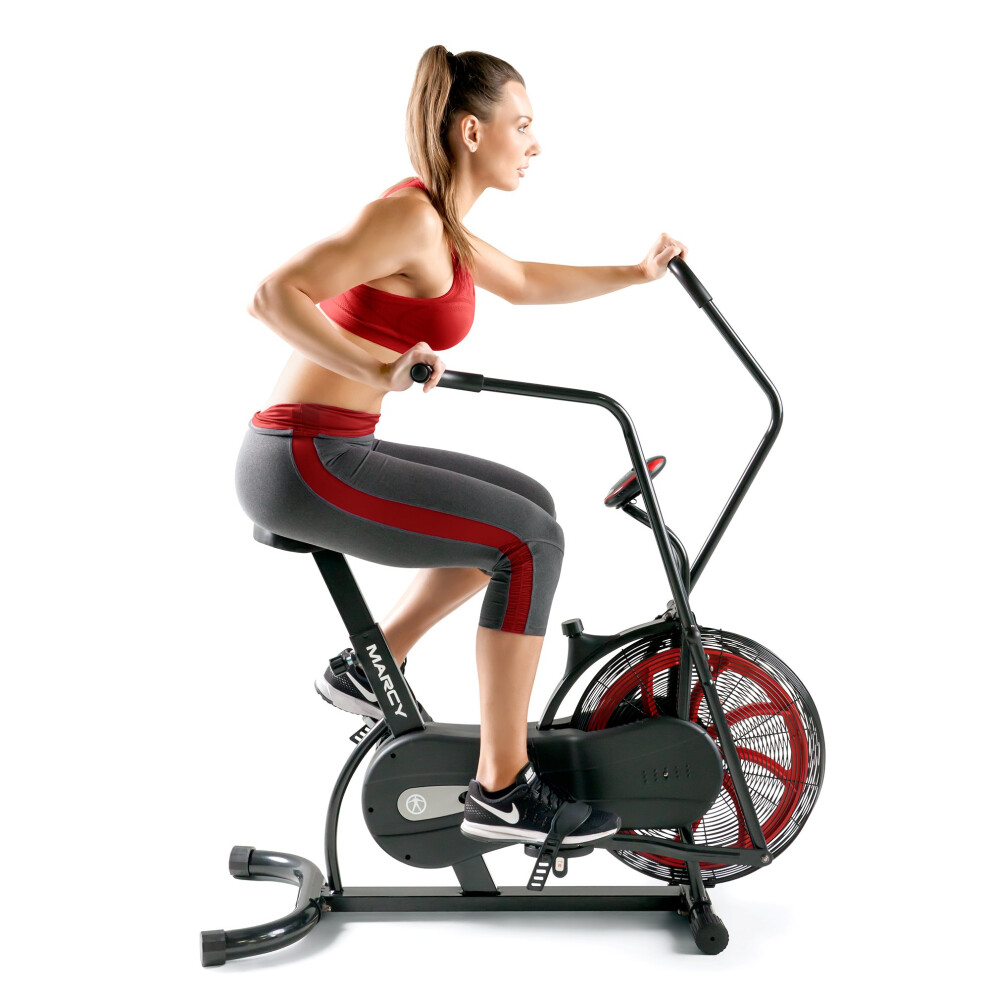 Marcy Fan Exercise Bike with Air Resistance System Red and Black NS1000