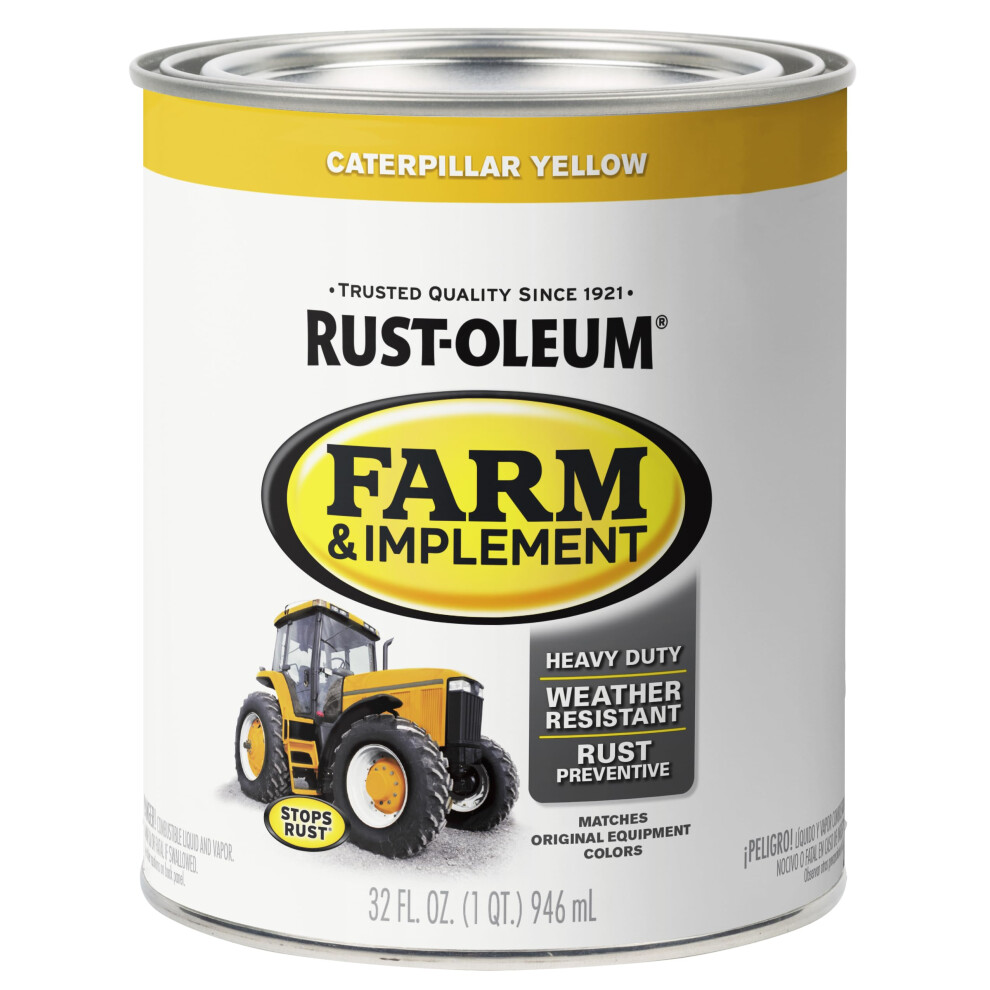 RustOleum 280163 Farm  Implement Enamel Paint  Quart  Caterpillar Yellow  Pack of 1