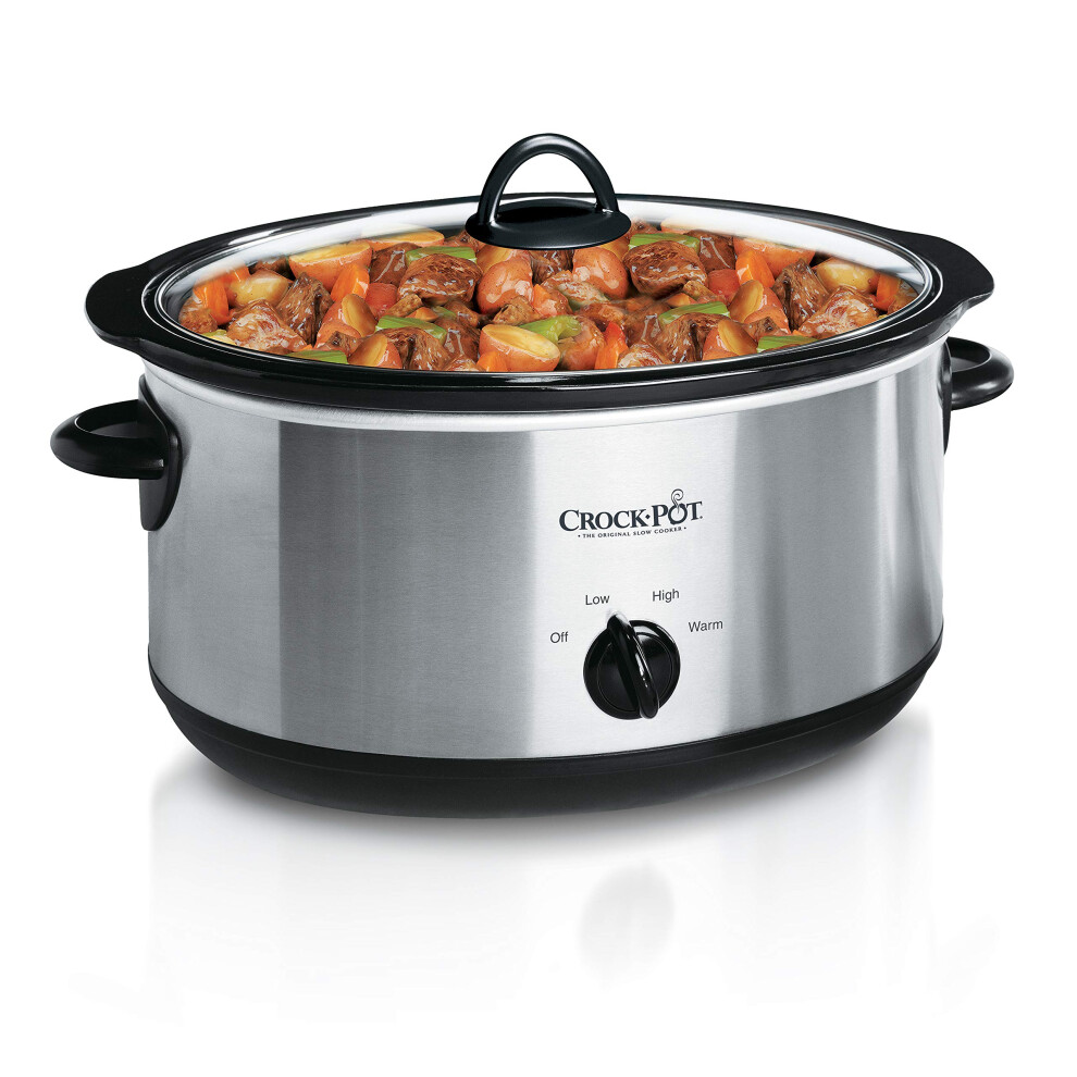 CrockPot 7 Quart Oval Manual Slow Cooker  Stainless Steel SCV700SBR  Versatile Cookware for Large Families or Entertaining