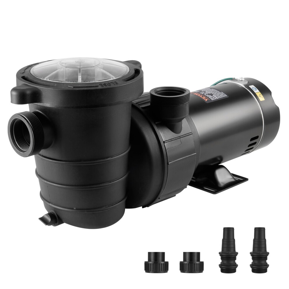 VEVOR Above Ground Pool Pump  1HP  80 GPM Max Flow Single Speed Swimming Pool Pump  120V 3450 RPM 36 ft Max Head Lift Pool Pum