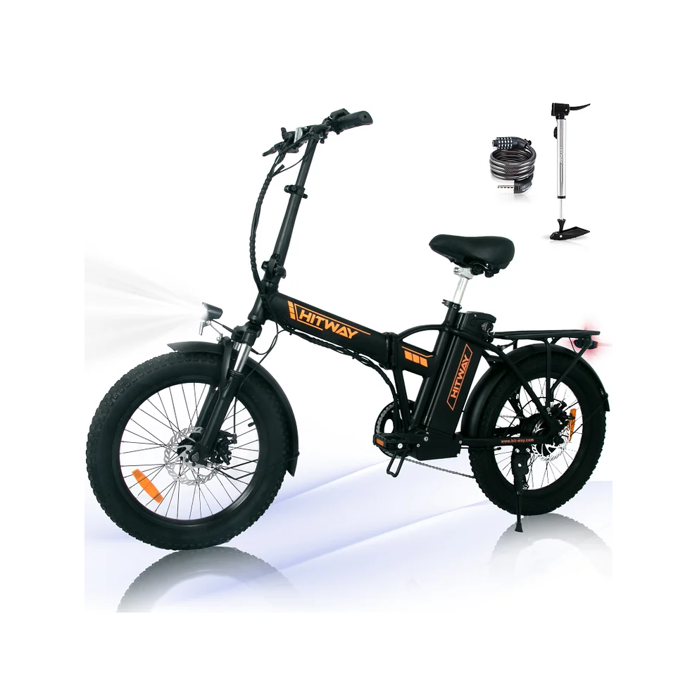 (Orange) HITWAY BK11 20" Tire Folding Electric Bike 250W