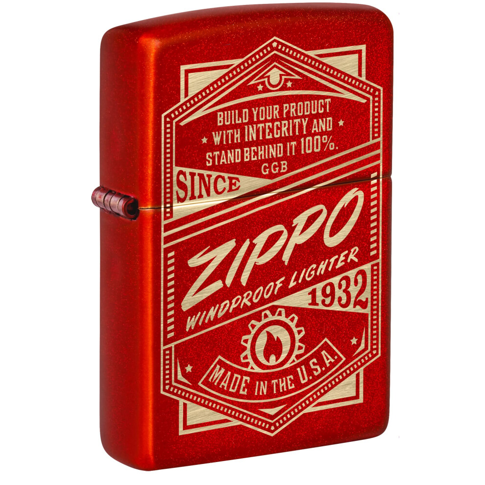 Zippo It Works Design Metallic Red Pocket Lighter