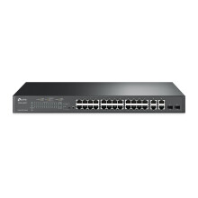 TPLink 24 Port Fast Ethernet PoE Switch  24 PoE Ports 192W  w 4 Uplink Gigabit Ports  2 Combo SFP Slots  Smart Managed