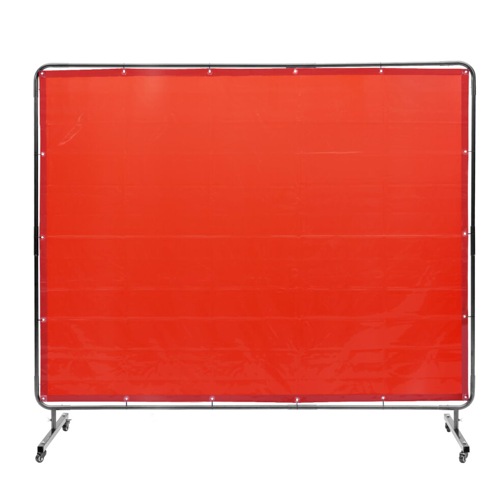 VEVOR Welding Screen with Frame  6 x 8 Welding Curtain Screen  FlameResistant Vinyl Welding Protection Screen on 4 Swivel Whe