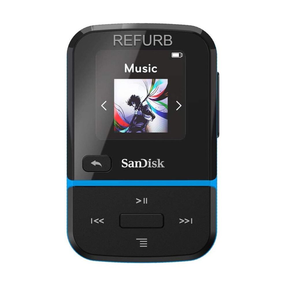 SanDisk 16GB Clip Sport Go MP3 Player  Blue  LED Screen and FM Radio  SDMX30016GG46B Renewed