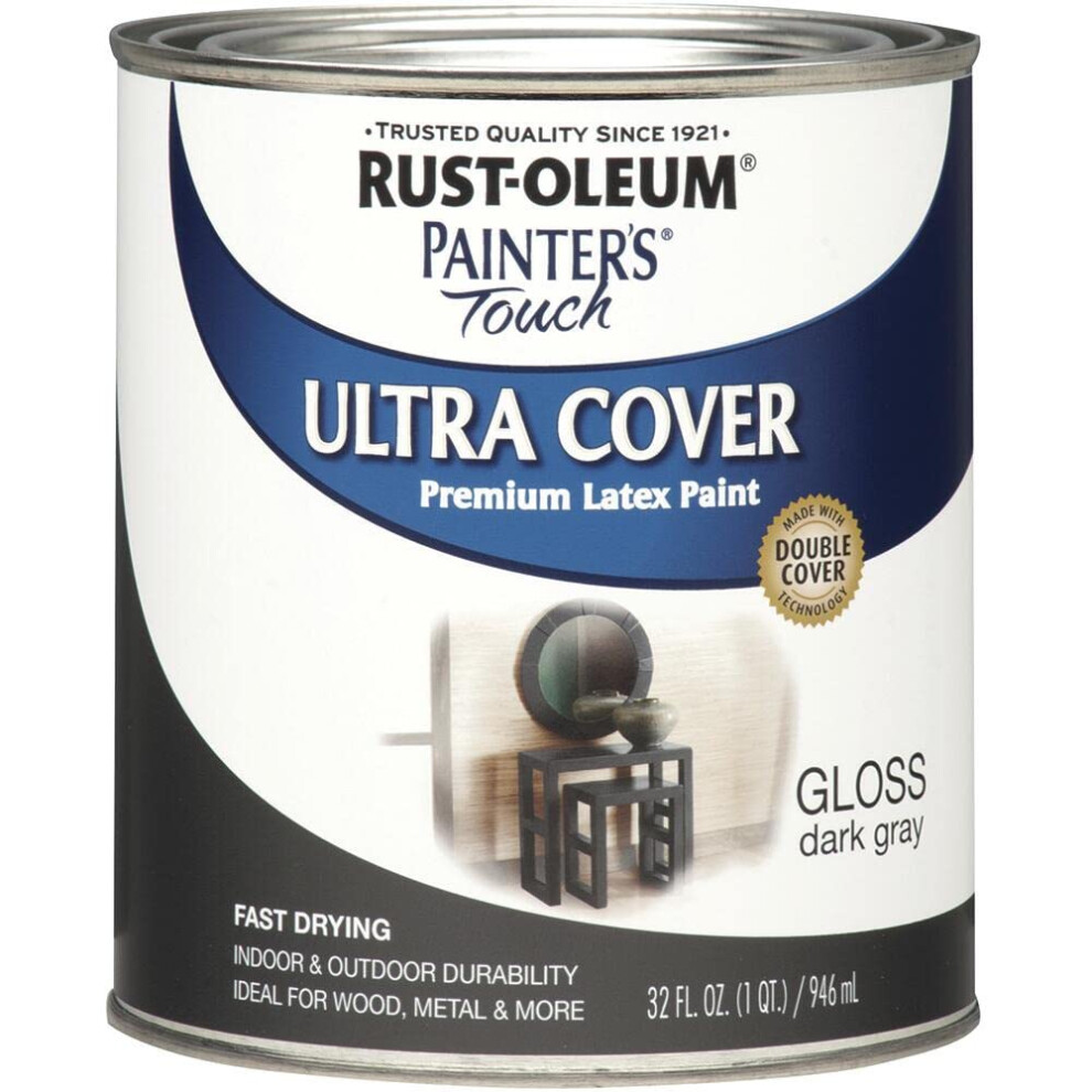 RustOleum 1986502 Painters Touch Latex Paint  Gloss Dark Gray  1 Quarts Pack of 1