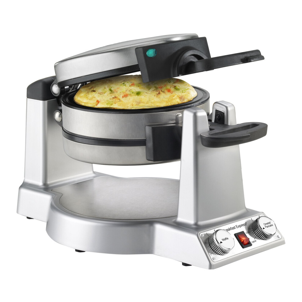 Cuisinart Breakfast Express Flip 1 Side Belgian Waffle  1 Side Omelet Maker  Stainless Steel WAFB50