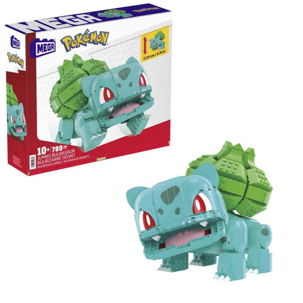 MEGA Pok  mon Action Figure Building Toys for Kids  Jumbo Bulbasaur with 355 Pieces  Buildable and Poseable  7 inches  7 Year Ol