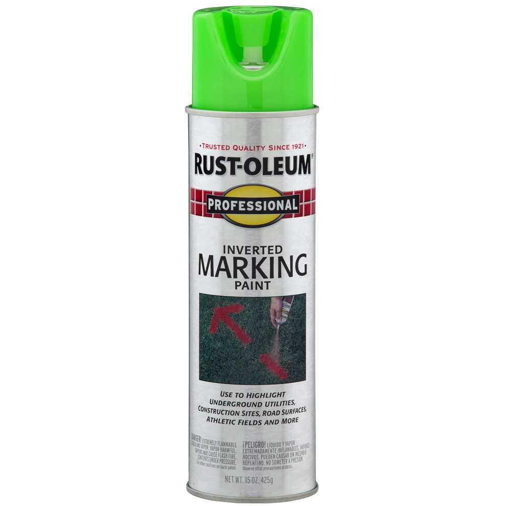 RustOleum 207464 Professional Inverted Marking Spray Paint  15 oz  Fluorescent Green