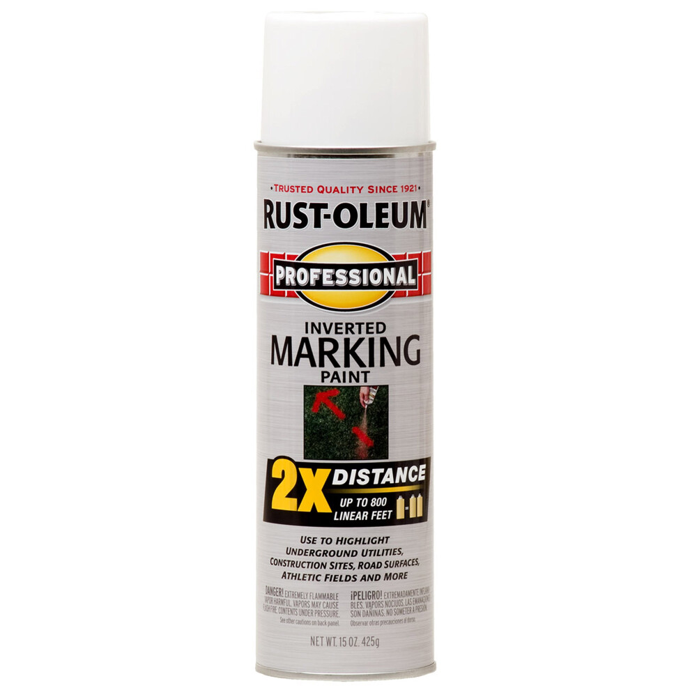 RustOleum 266593 Professional 2X Distance Inverted Marking Spray Paint  15 oz  White