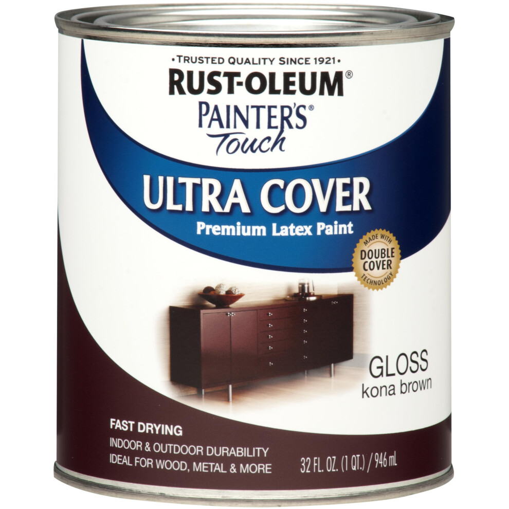 RustOleum Brush On Enamel Paint 1977502 Painters Touch Latex  1Quart  Pack of 1  Gloss Kona Brown  32 Fl Oz