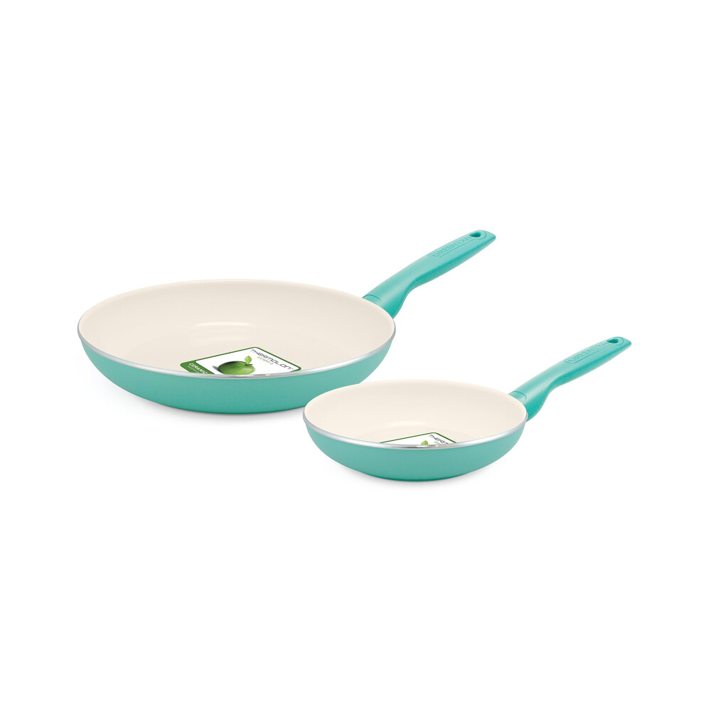 GreenPan Rio 8 Inch and 10 Inch Ceramic NonStick Fry Pan Set  Turquoise