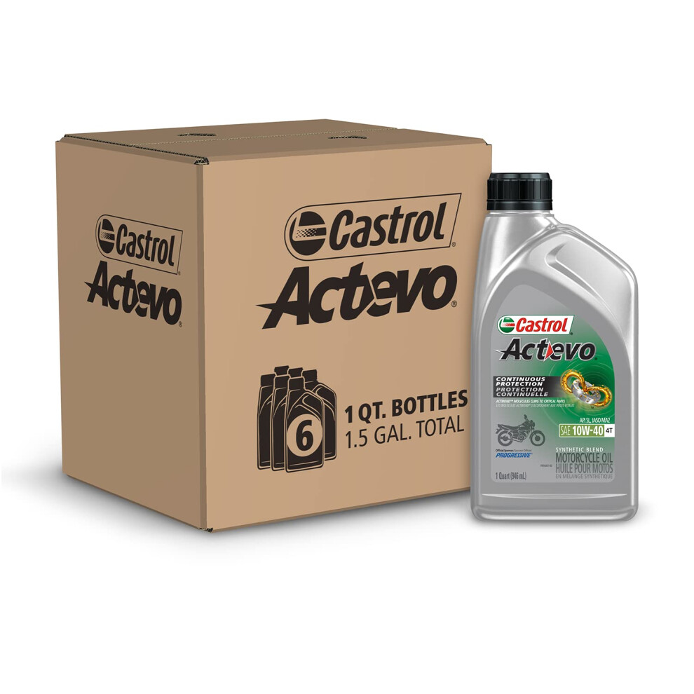 Castrol Actevo 4T 10W40 Synthetic Blend Motorcycle Oil  1 Quart  Pack of 6