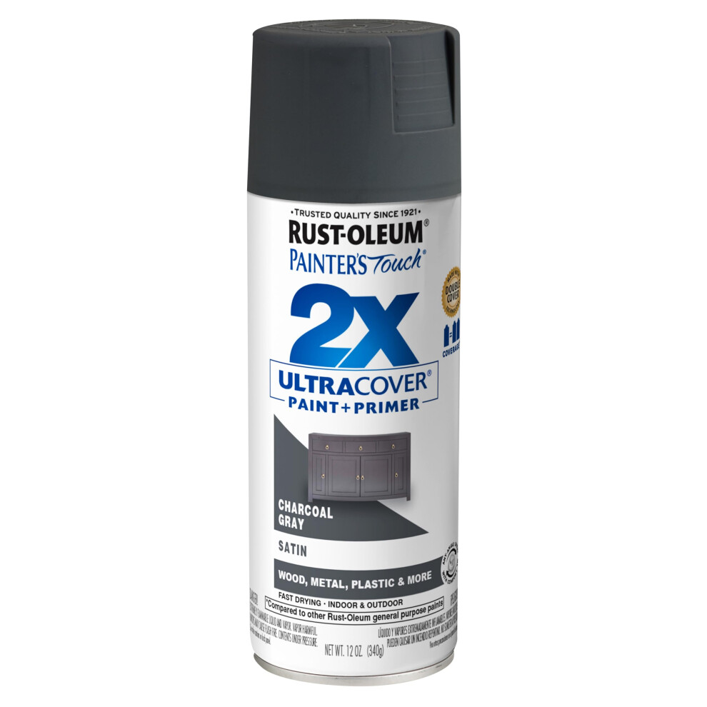 RustOleum 350373 Painters Touch 2X Ultra Cover Spray Paint  12 oz  Satin Charcoal Gray