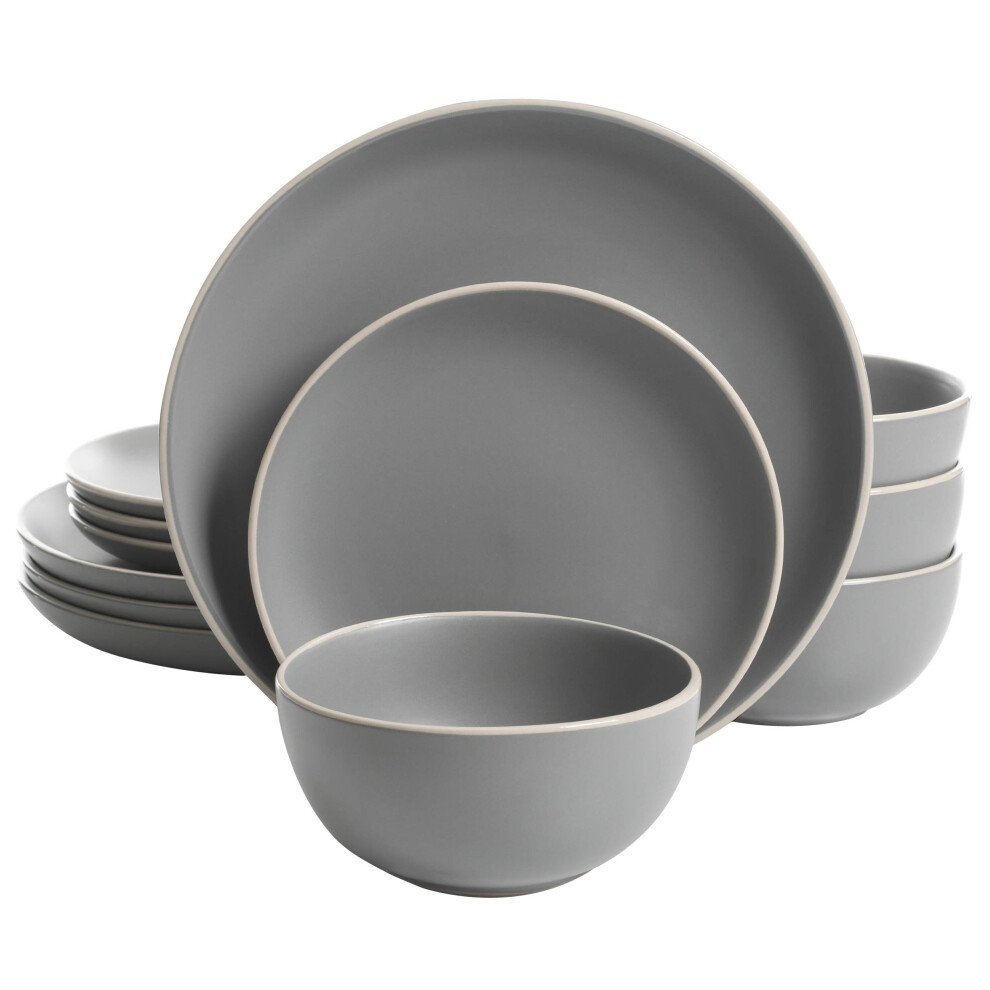 Gibson Home Rockaway 12Piece Dinnerware Set Service for 4  Grey Matte