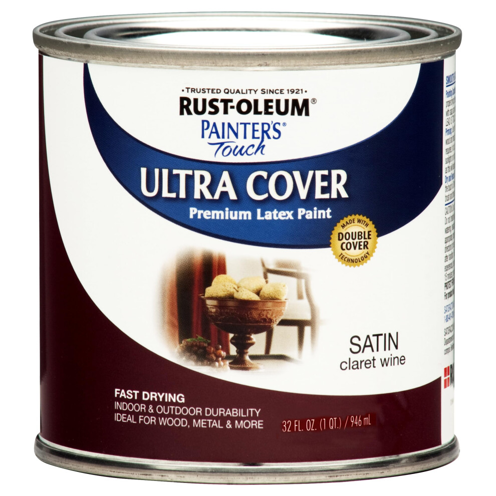 RustOleum 240286 Painters Touch Latex Paint  Satin Claret Wine 1 Quarts Pack of 1