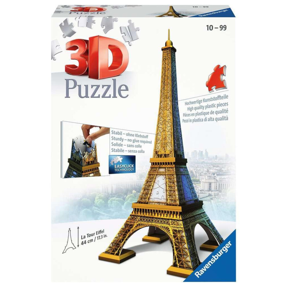 Ravensburger Eiffel Tower 216 Piece 3D Jigsaw Puzzle for Kids and Adults  12556  Easy Click Technology Means Pieces Fit Togeth