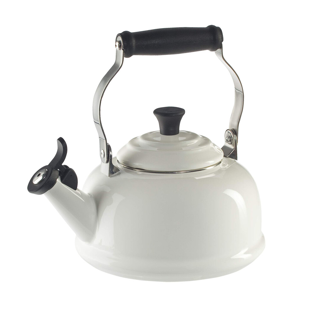 Le Creuset Enamel On Steel Whistling Tea Kettle  17 qt  White