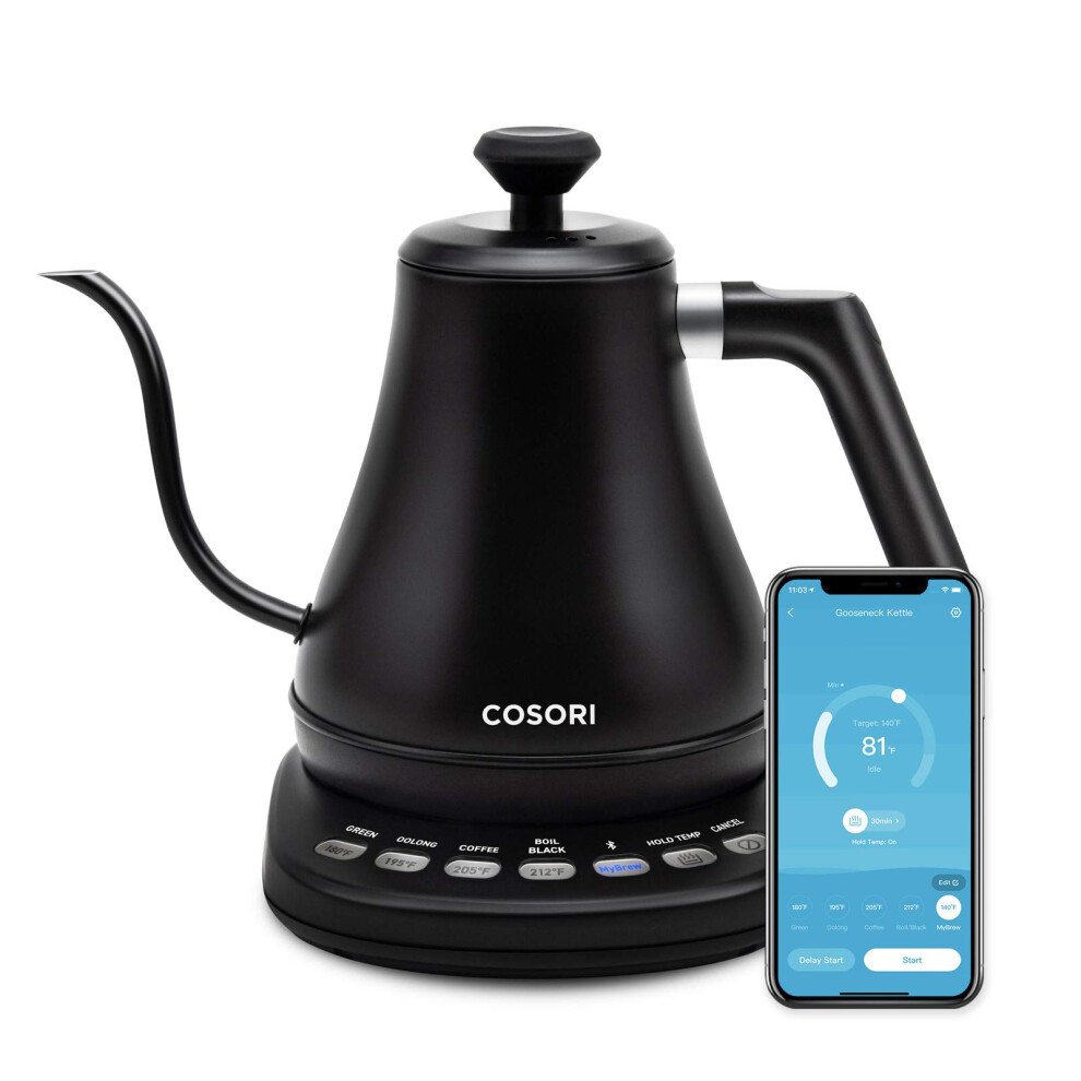 COSORI Electric Gooseneck Kettle Smart Bluetooth with Variable Temperature Control  Pour Over Coffee Kettle  Tea Kettle  100 S