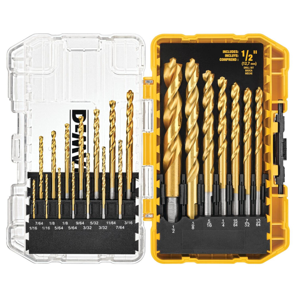 DEWALT Titanium Nitride Coated Drill Bit Set  Pilot Point  21Piece DW1361