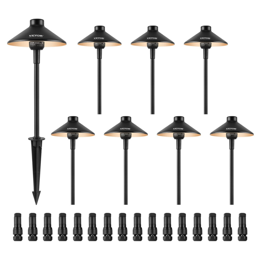 VEVOR 8 Pack Low Voltage Landscape Path Lights  3W 210LM 12V24VACDC Outdoor LED Pathway Lighting  3000K Warm White Walkway Lig