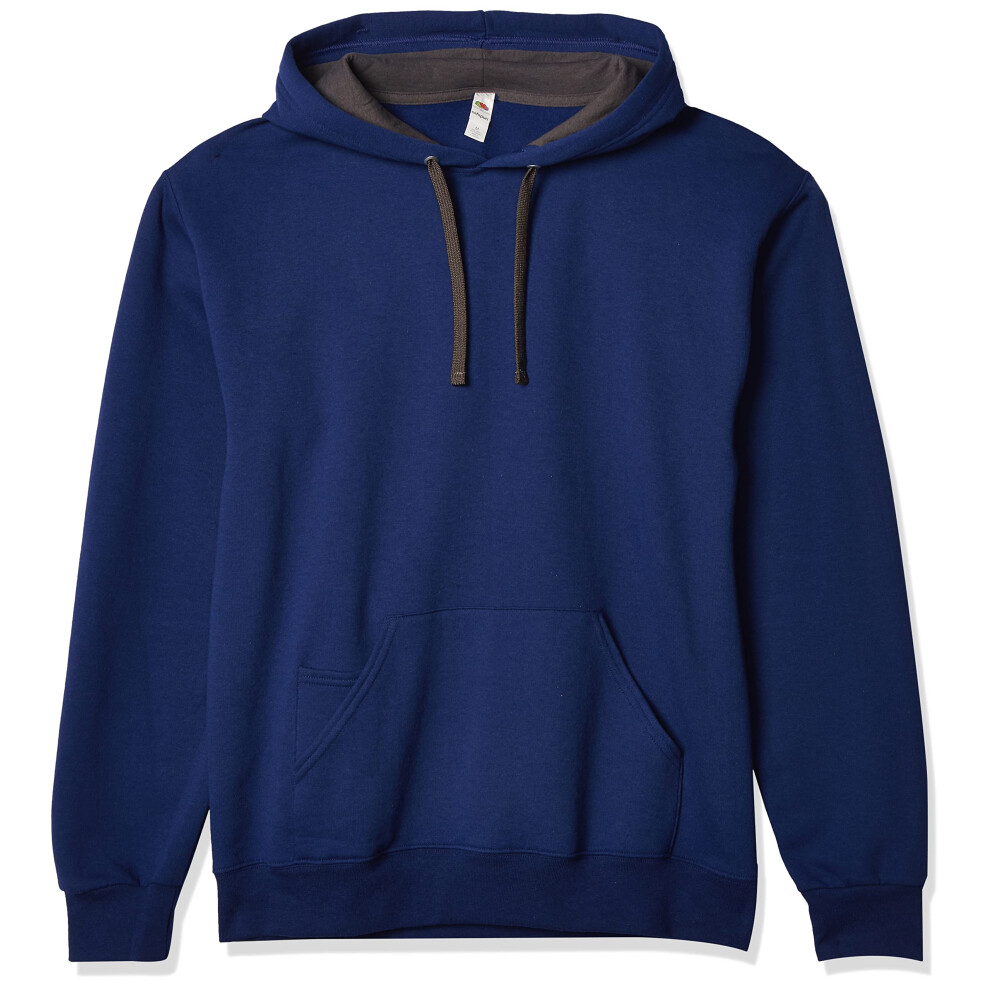 Fruit of the Loom Mens Hooded Sweatshirt Admiral Blue Small