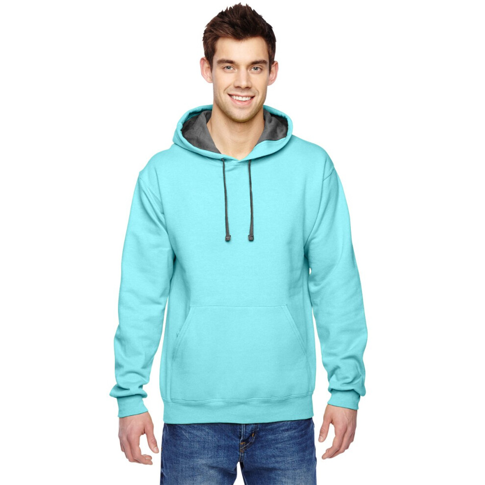 Fruit of the Loom Mens Hooded Sweatshirt Scuba Blue Medium