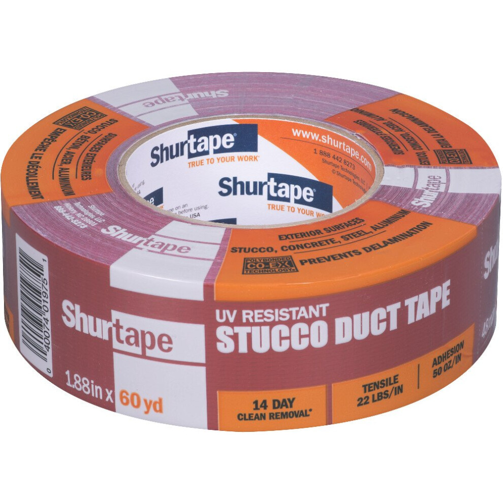 Shurtape PC 667 Specialty Grade  Outdoor Stucco Duct Tape  48mm x 55m  Red  1 Roll 100526