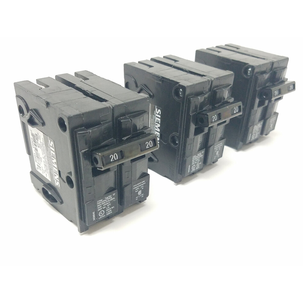 Siemens Q2203PK 20 Amp Double Pole Type QP Circuit Breaker Pack of 3