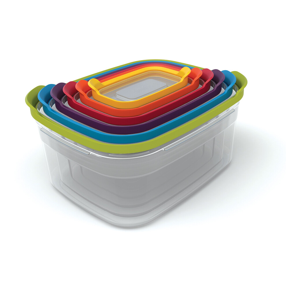 Joseph Joseph Nest Plastic Food Storage Containers Set with Lids Airtight Microwave Safe  12Piece  Multicolor