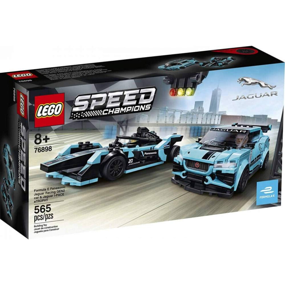 LEGO Speed Champions Formula E Panasonic Jaguar Racing Gen2 car and Jaguar IPACE eTROPHY 76898 Building Kit 564 Pieces Multic