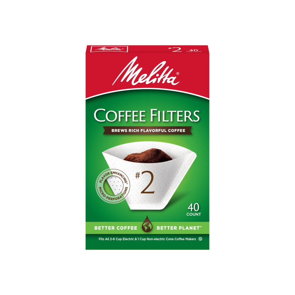 Melitta 2 Cone Coffee Filters  White  40 Total Filters Count  Packaging May Vary