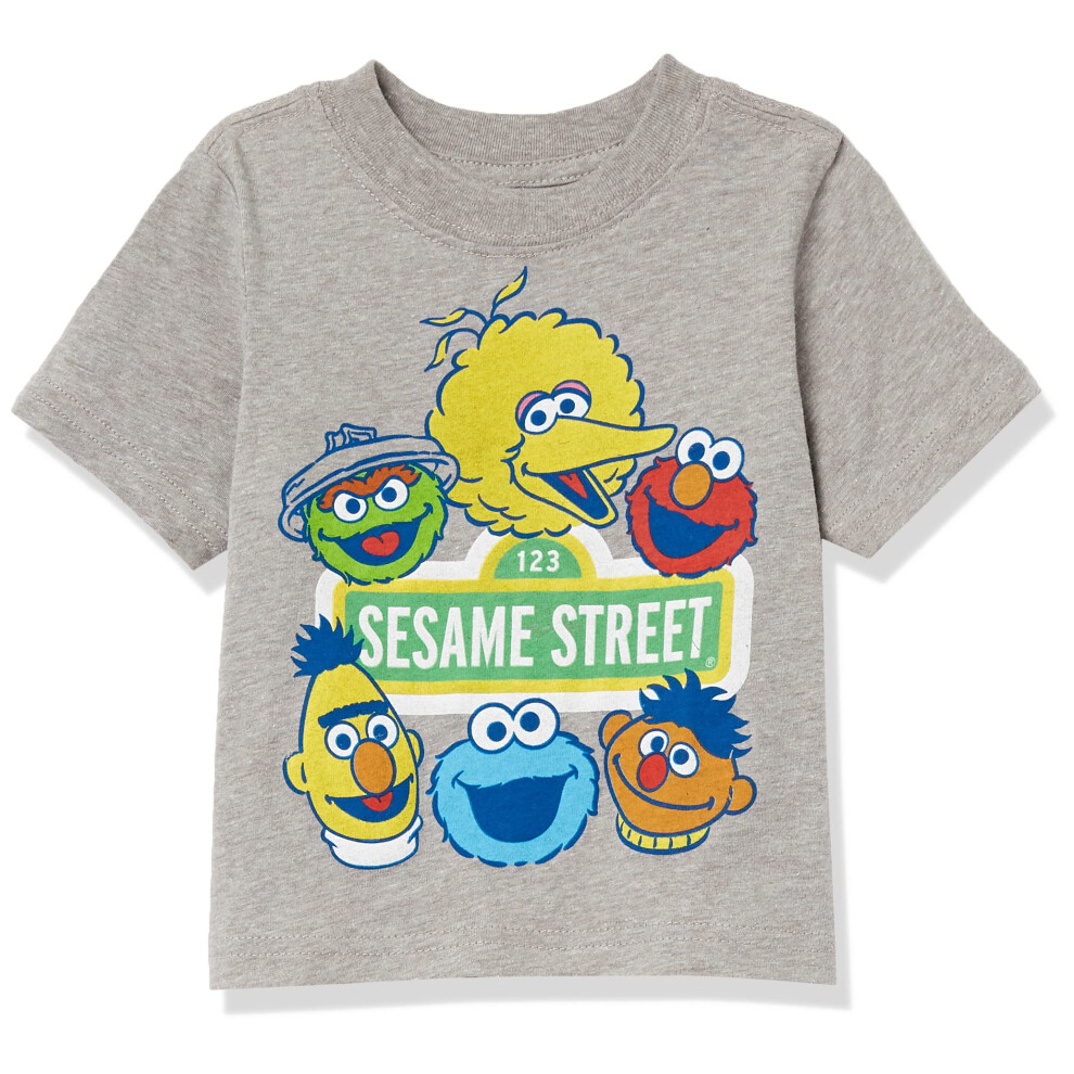 Sesame Street boys Elmo Cookie Monster Big Bird  Oscar the Grouch Short Sleeve Tee T Shirt  Heather Gray  5 US