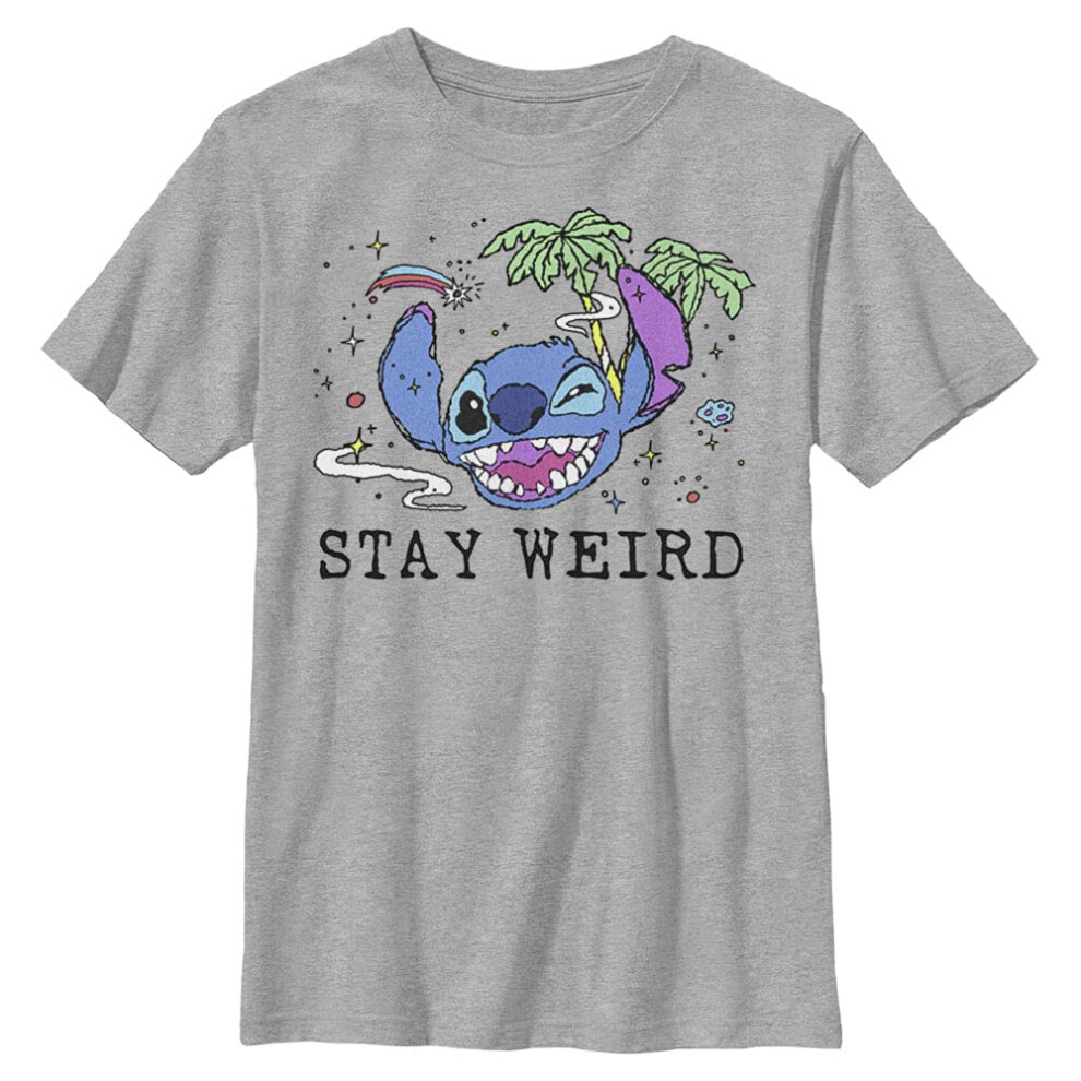 Disney Lilo Trippy Stitch Boys Crew Tee  Athletic Heather  Medium