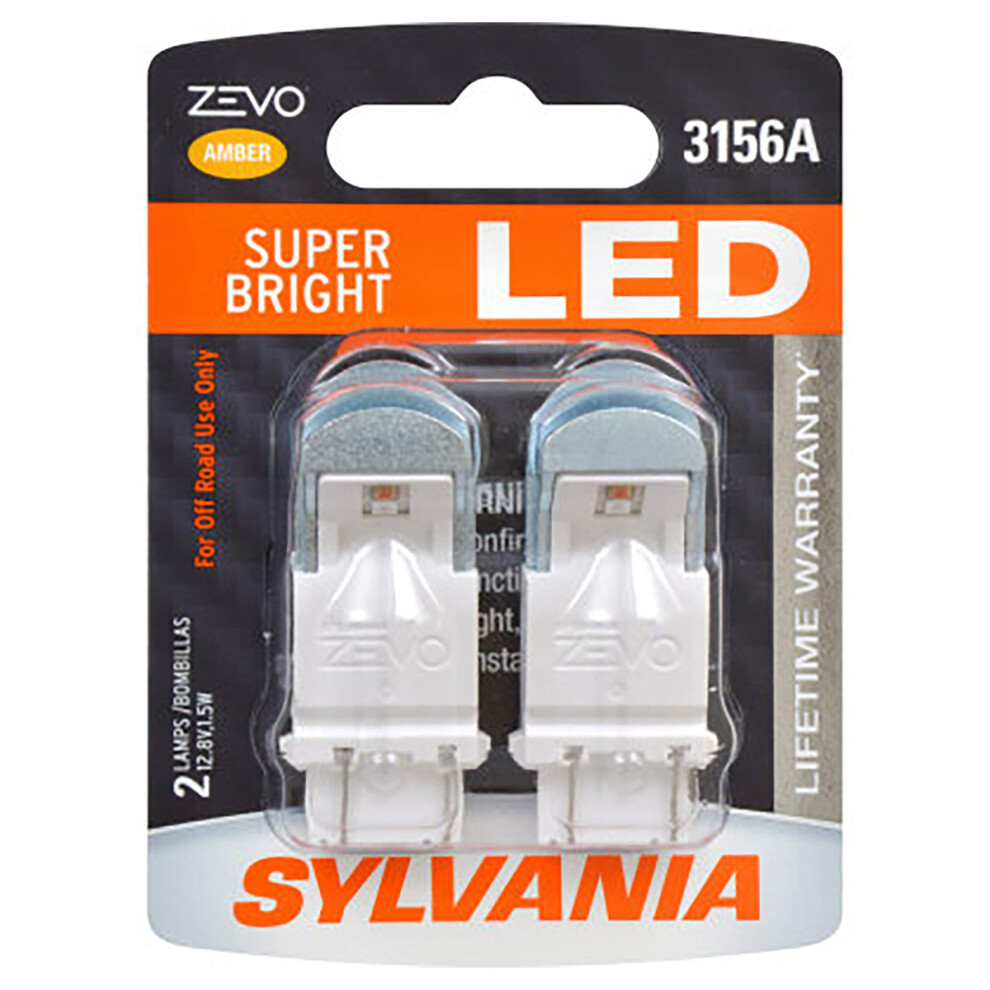 SYLVANIA  3156 ZEVO LED Amber Bulb  Bright LED Bulb  Ideal for Park and Turn Lights Contains 2 Bulbs