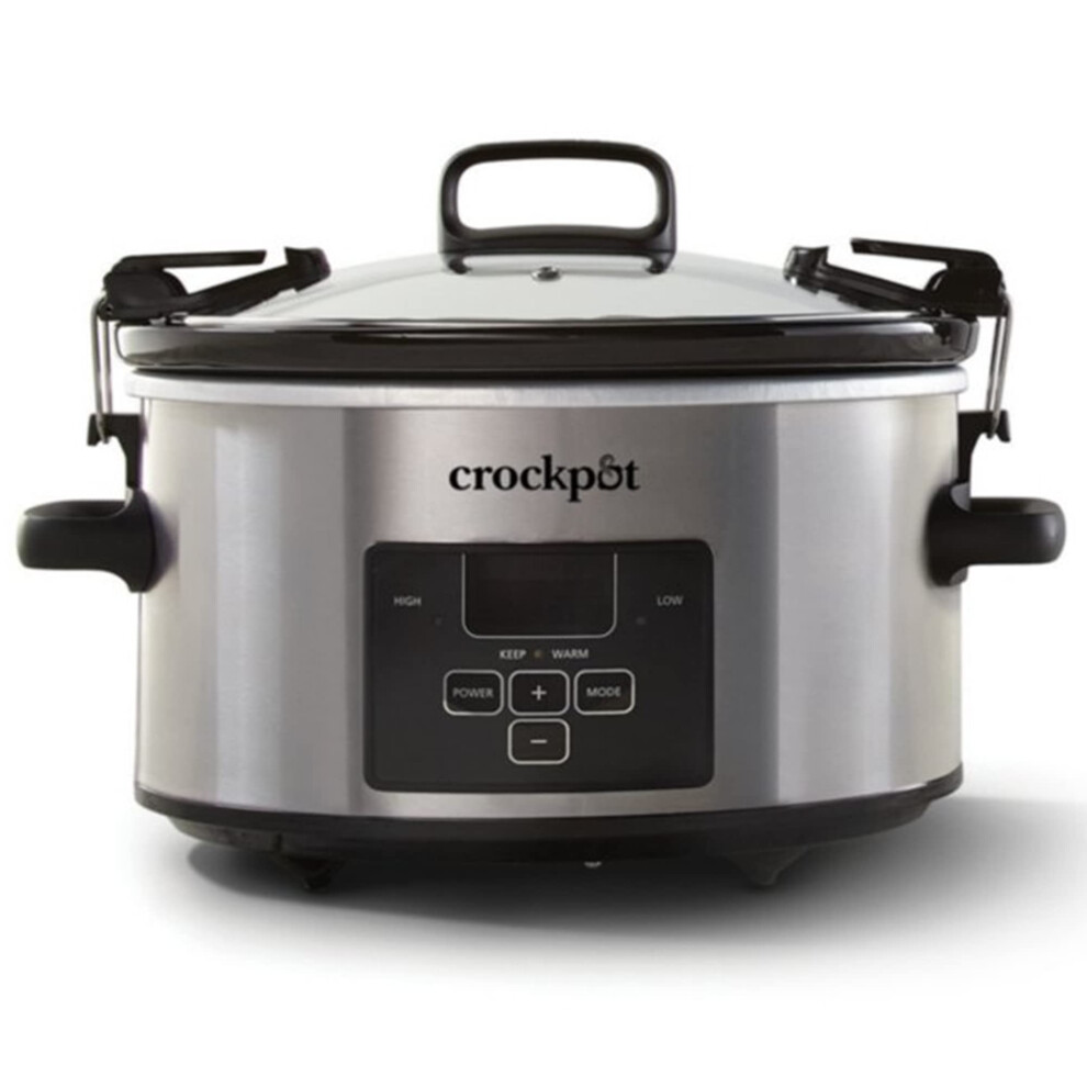 CrockPot 4 Quart Travel Proof Cook and Carry Programmable Slow Cooker with Locking Lid  Convenient Handles  and Digital Display