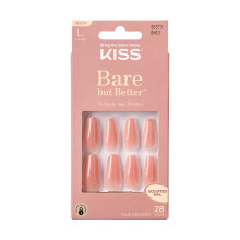 KISS Bare but Better Press On Nails Nagellijm inbegrepen Nude Glow' Oranje Lange kistvorm Inclusief 28 nagels 2 g lijm 1 manicurestick 1 minivijl