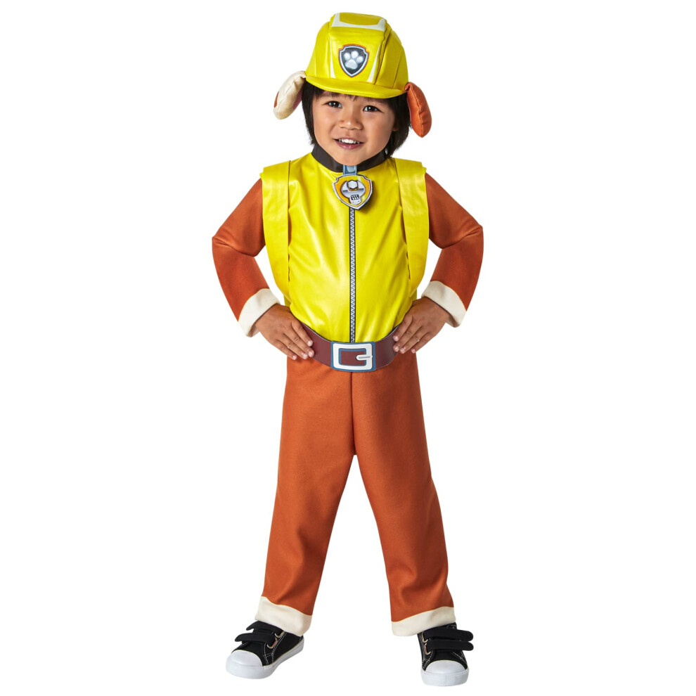 Rubies Childs Paw Patrol Rubble Costume Jumpsuit  Headpiece  and PupPack  As Shown  Small