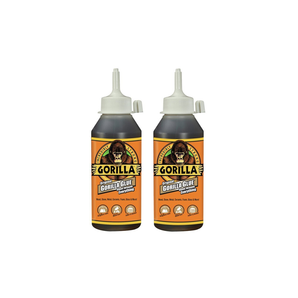 Gorilla Original Waterproof Polyurethane Glue  8 ounce Bottle  Brown  Pack of 2