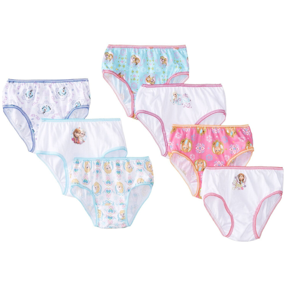 Disney Girls Frozen 100 Combed Cotton Panty Multipacks With Elsa  Anna And Olaf In Sizes 23t  4t  4  6 8 Underwear  7pack  4