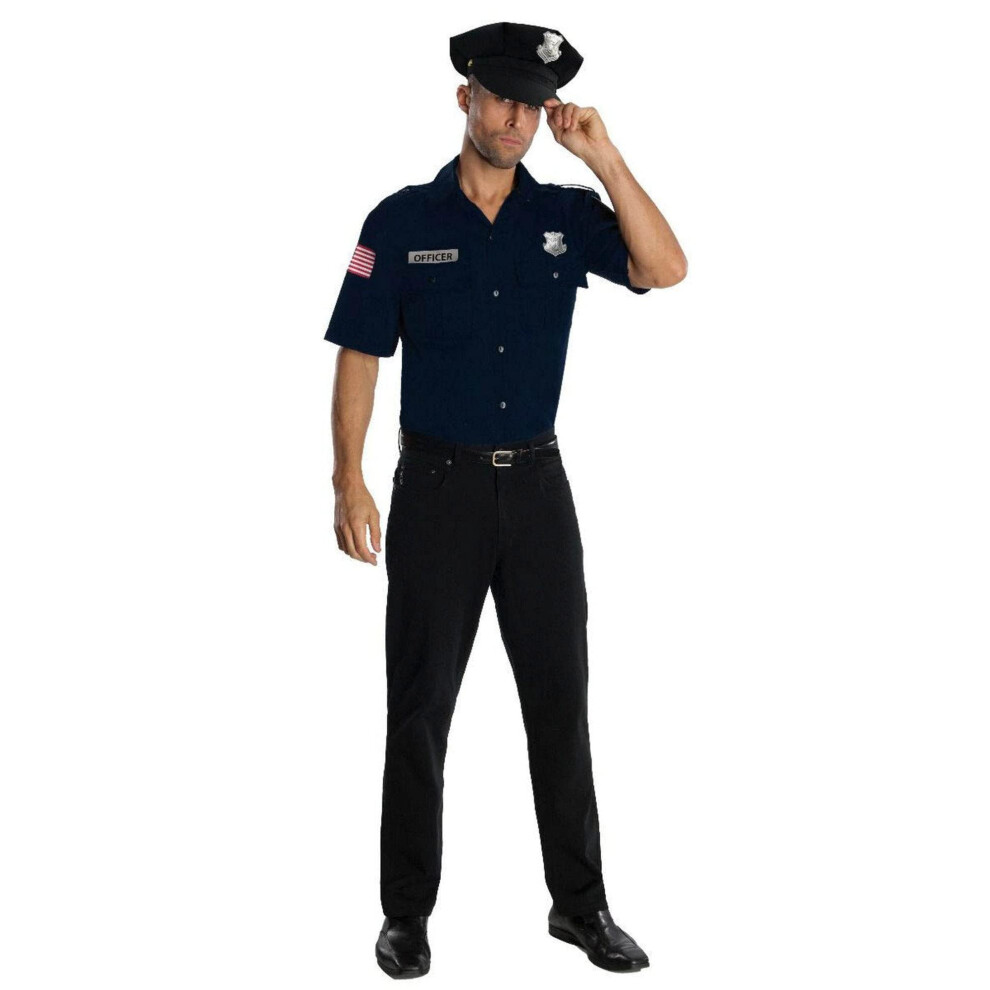 Rubies mens Heroes and Hombres  Police Uniform Shirt Hat Adult Sized Costume  Blue  Extra Large US