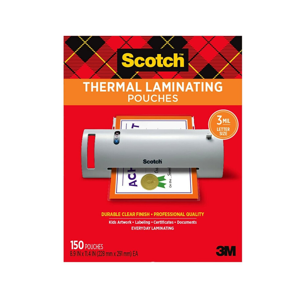 Scotch Thermal Laminating Pouches  Letter Size  3 Mil  150Pack TP3854150