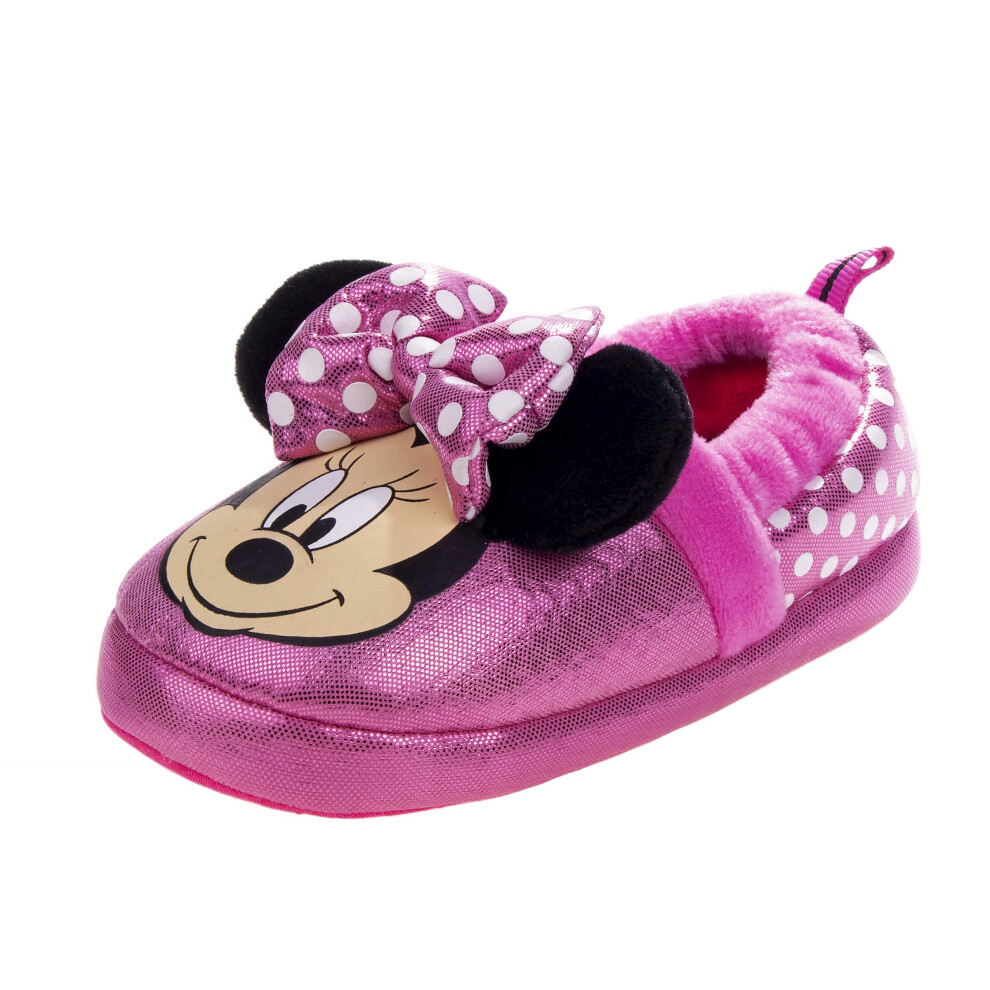 Disney Baby Girls Slippers  Minnie Mouse 3D Plush Fuzzy Slippers 5T12 Little Kid Minnie  Size 1112 Little Kid