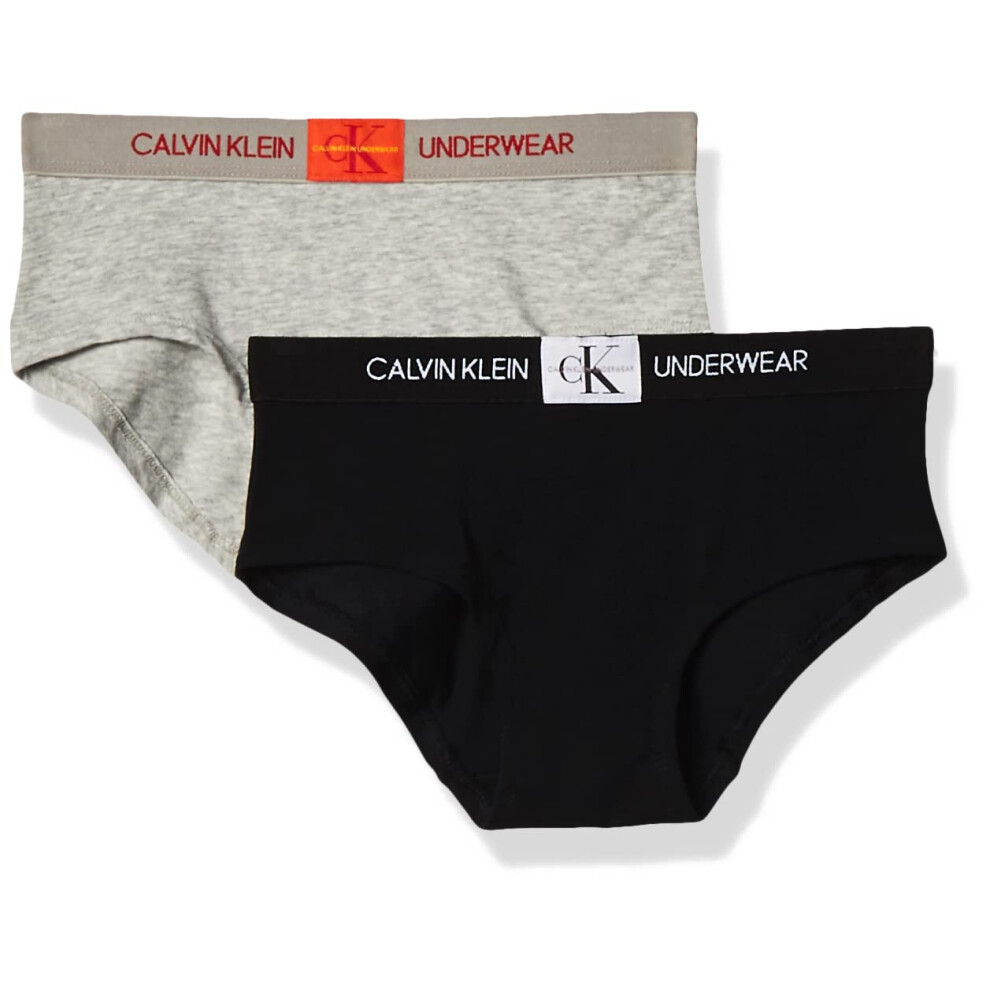 Calvin Klein Girls Little Modern Cotton Hipster Panty Underwear  Heather Grey  Black2 Pack  Large